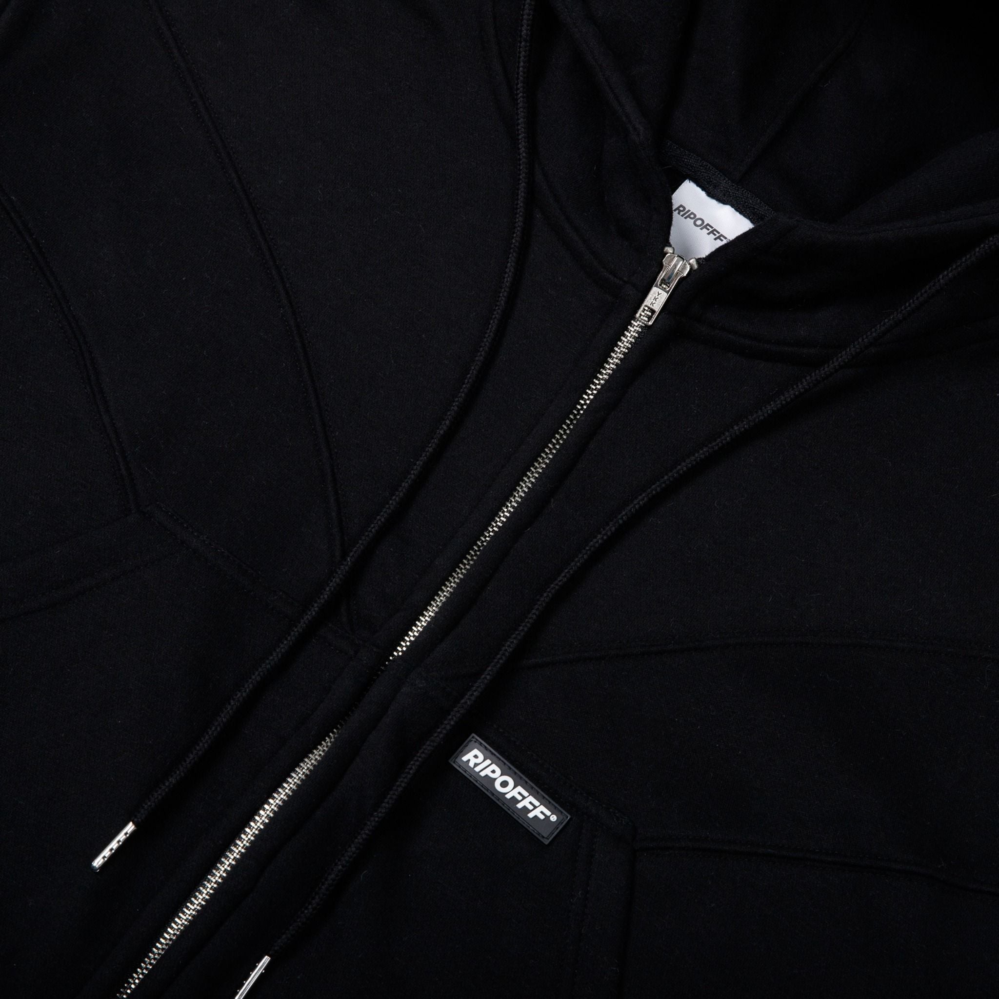 BOXY ZIP HOODIE - BLACK